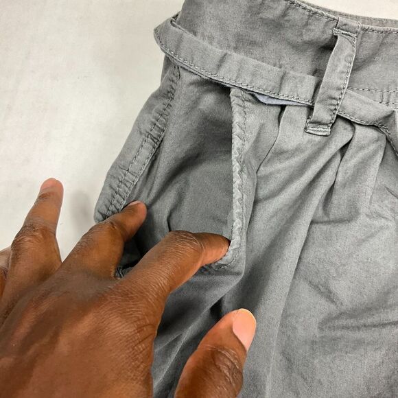 LOFT Womens Cotton Pencil Mini Skirt Gray Casual Zip Up Tie Waist Pockets Size 4 - Picture 3 of 10